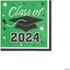 Fun Express Bulk 50 Piece Class of 2024 Green Graduation Party Paper Luncheon Napkins