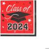 Fun Express Bulk 50 Piece Class of 2024 Red Graduation Party Paper Luncheon Napkins