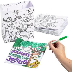 7 1/4″ x 9″ Color Your Own Medium Jungle VBS Paper Take Home Bags – 12 Piece, Vacation Bible School 2024