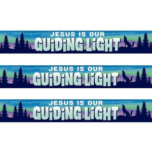 Fun Express 20 Ft. 3 3/4″ x 4 1/2″ Great North VBS Jesus is Our Guiding Light Plastic Caution Tape, Vacation Bible School Supplies