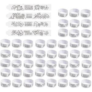 Fun Express 9″ x 1 1/4″ Bulk 50 Pieces Color Your Own Rainforest VBS Cardstock Bracelets