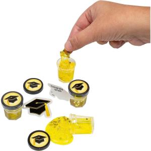 Fun Express Bulk 48 Pc. Mini Gold Star Glitter Putty with Graduation Cap Card