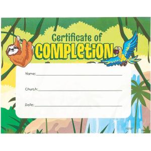 Fun Express RAINFOREST CERT OF COMPLETION – Stationery – VBS Vacation Bible School Supplies/Decor- 25 Pieces