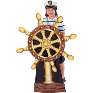Fun Express Ship Wheel Cardboard Cutout Standup – Large Nautical Party Decorations & Pirate Props for Themed Events | 38.5″ x 50.75″ Freestanding Display for Photo Booth & VBS Supplies