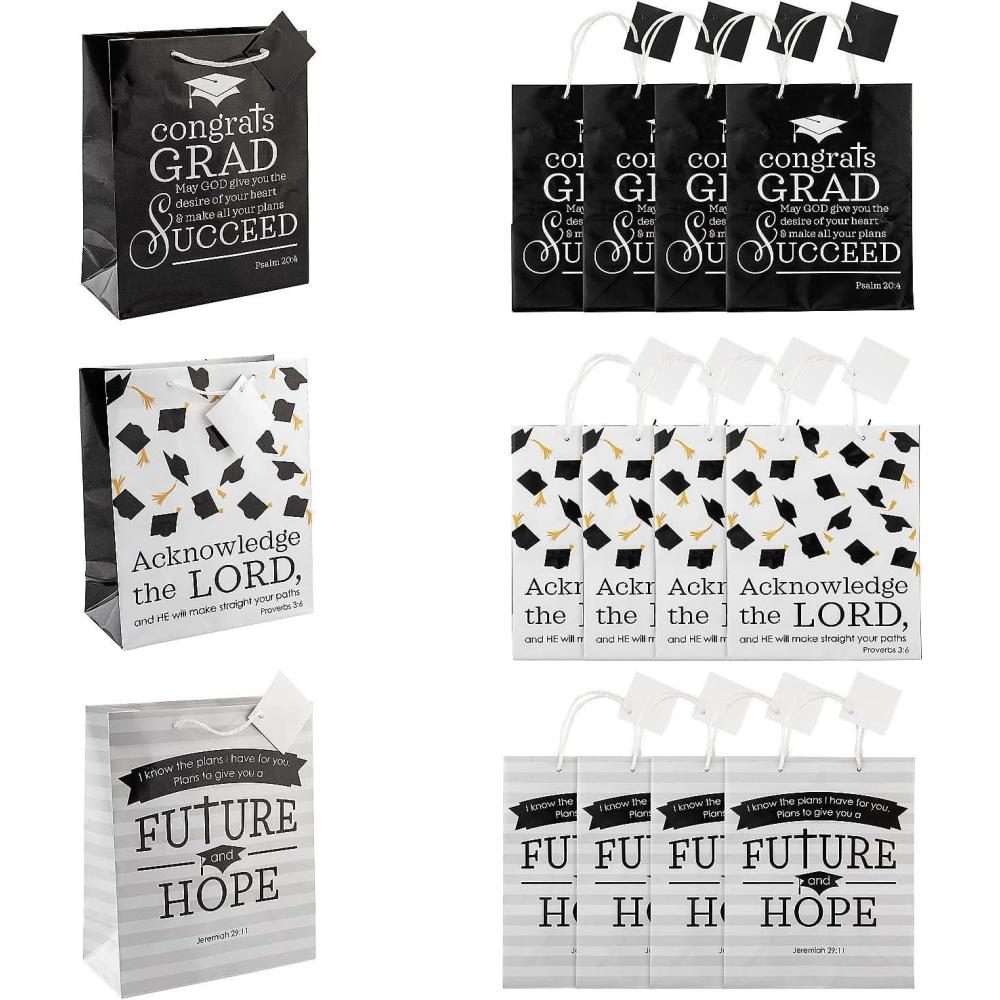 image:imageFun Express 7 12 x 9 Medium Faith Graduation Paper Gift Bags with Tag  12 Pieces