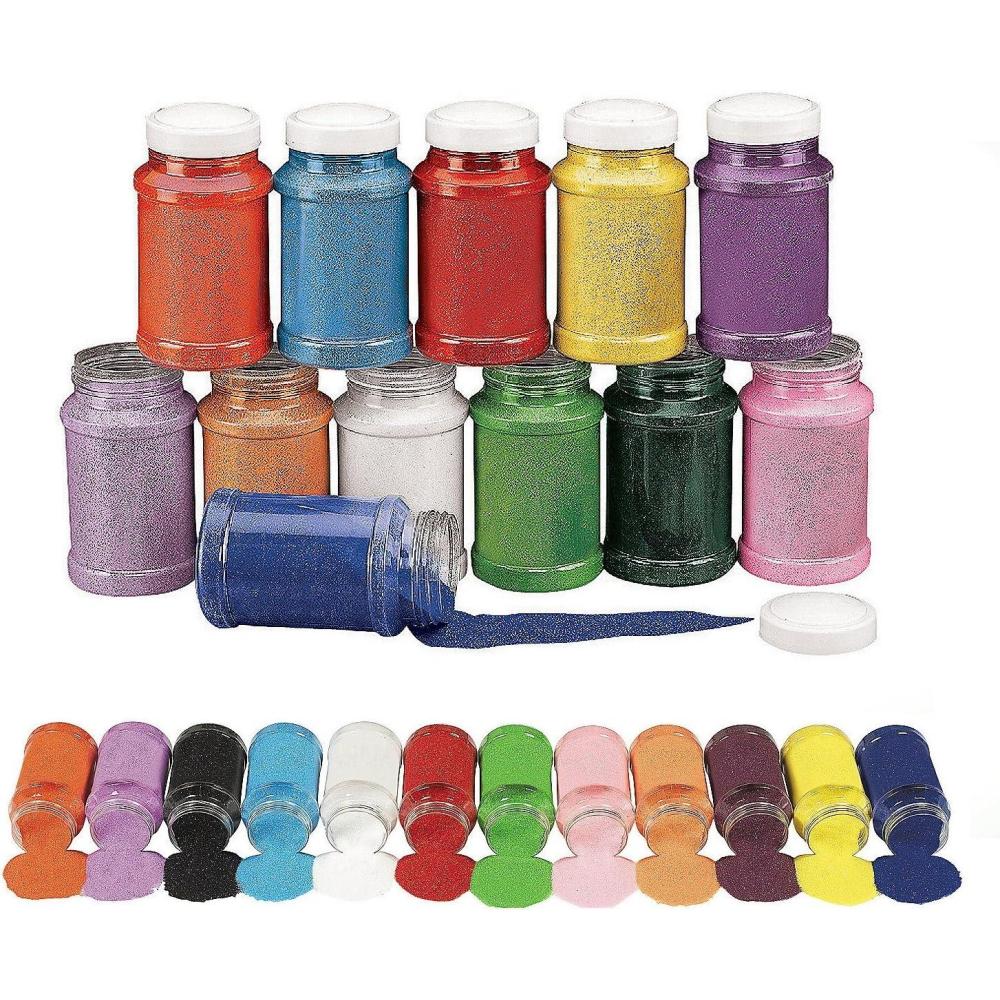 image:imageFun Express Craft Sand Assortment Bulk Set of 12 Bottles of Rainbow Colors 22 oz Each DIY Craft Supplies