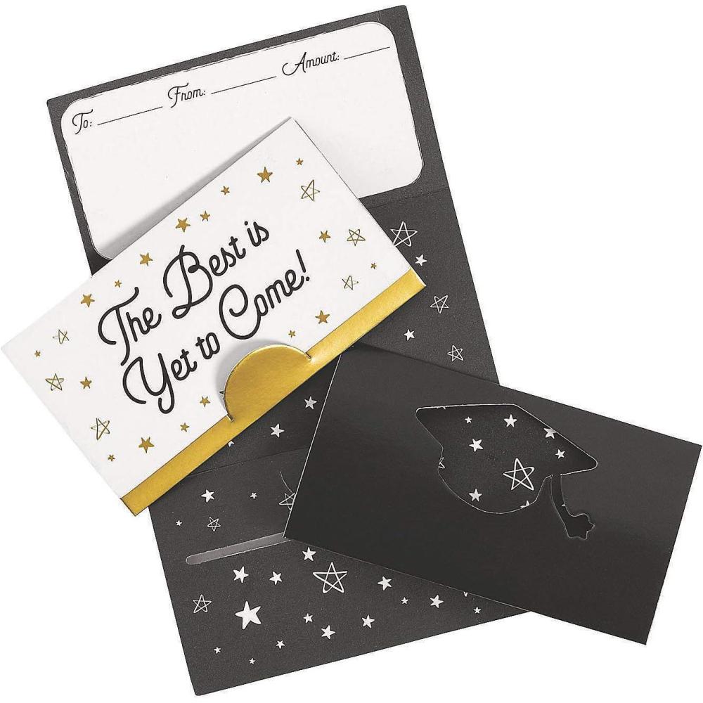 image:imageFun Express Graduation Gift Card Holders 4x25 Black Cardstock Perfect for Gifts Party Favors and Celebrations 12Pack