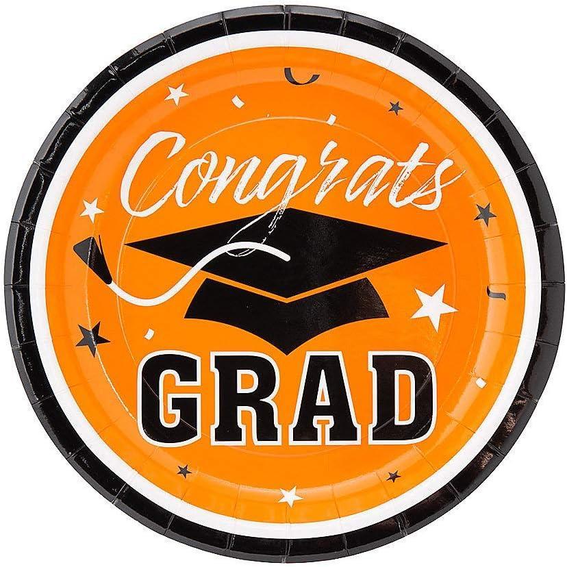 image:imageFun Express Orange Congrats Grad Paper Dessert Plates Disposable Dinner Dessert Paper Plates for Congrats Grad Party Decorations Graduation Party Supplies Holiday Gathering Tableware 8 Pieces