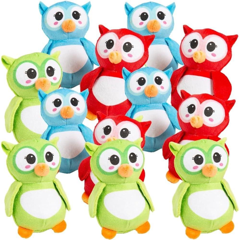 image:imageFun Express Plush Owl Stuffed Animal Toys 12 Pieces in Assorted Colors Soft Plush