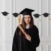 Black Glitter Tassel & Graduation Cap Party Garland