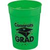 Fun Express 12 Pieces Congrats Grad Plastic Cups for Graduation, 10 oz, BPA Free Plastic, Graduation Party Supplies, Print Tableware, Print Cups, Green