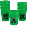 Fun Express 12 Pieces Congrats Grad Plastic Cups for Graduation, 10 oz, BPA Free Plastic, Graduation Party Supplies, Print Tableware, Print Cups, Green