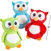 Fun Express Plush Owl Stuffed Animal Toys – 12 Pieces in Assorted Colors – Soft Plush
