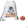 Fun Express Congrats Grad Drawstring Backpack for Graduation Party (Set of 12)(White)