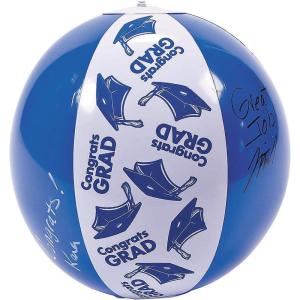 Fun Express – Blue Autograph Grad Beach Ball for Graduation – Toys – Inflates – Beach Balls – Graduation – 12 Pieces