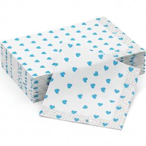 Fun Express – Blue Heart Bev Nap for Baby – Party Supplies – Licensed Tableware – Licensed Napkins – Baby – 16 Pieces