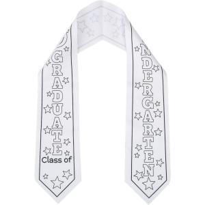 Fun Express 42″ Kids Color Your Own Kindergarten Graduation White Polyester Stole