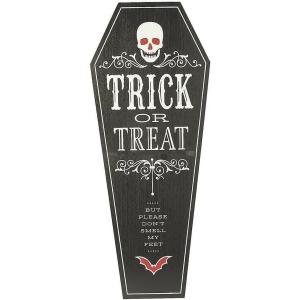 Fun Express Gothic Halloween Wood Coffin – Spooky and Creepy Home Décor for Haunted Houses Parties and Outdoor Displays – Perfect for Adding an Eerie Touch to Your Halloween Celebration – 1 Piece