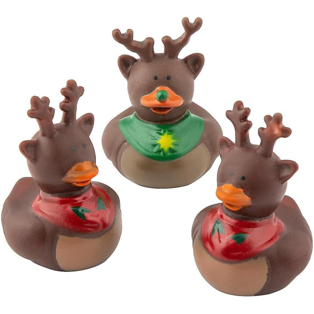 image:imageReindeer Rubber Ducks  Set of 9  Christmas Toys and Stocking Stuffers