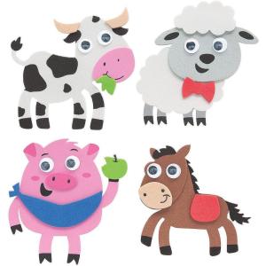 Fun Express Farm Animal Magnet Craft Kit – Engaging Crafting Activity for Kids Ideal for Classroom Parties and Home Projects Includes Colorful Animal Magnets for Creative Fun & Learning – 12 Pieces