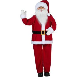 Fun Express Life Size Santa Claus 5 Foot Tall Standing Christmas Decoration – Traditional Holiday Figure with Classic Red Polyester Outfit | Perfect for Indoor Entryway, Home & Office Decor