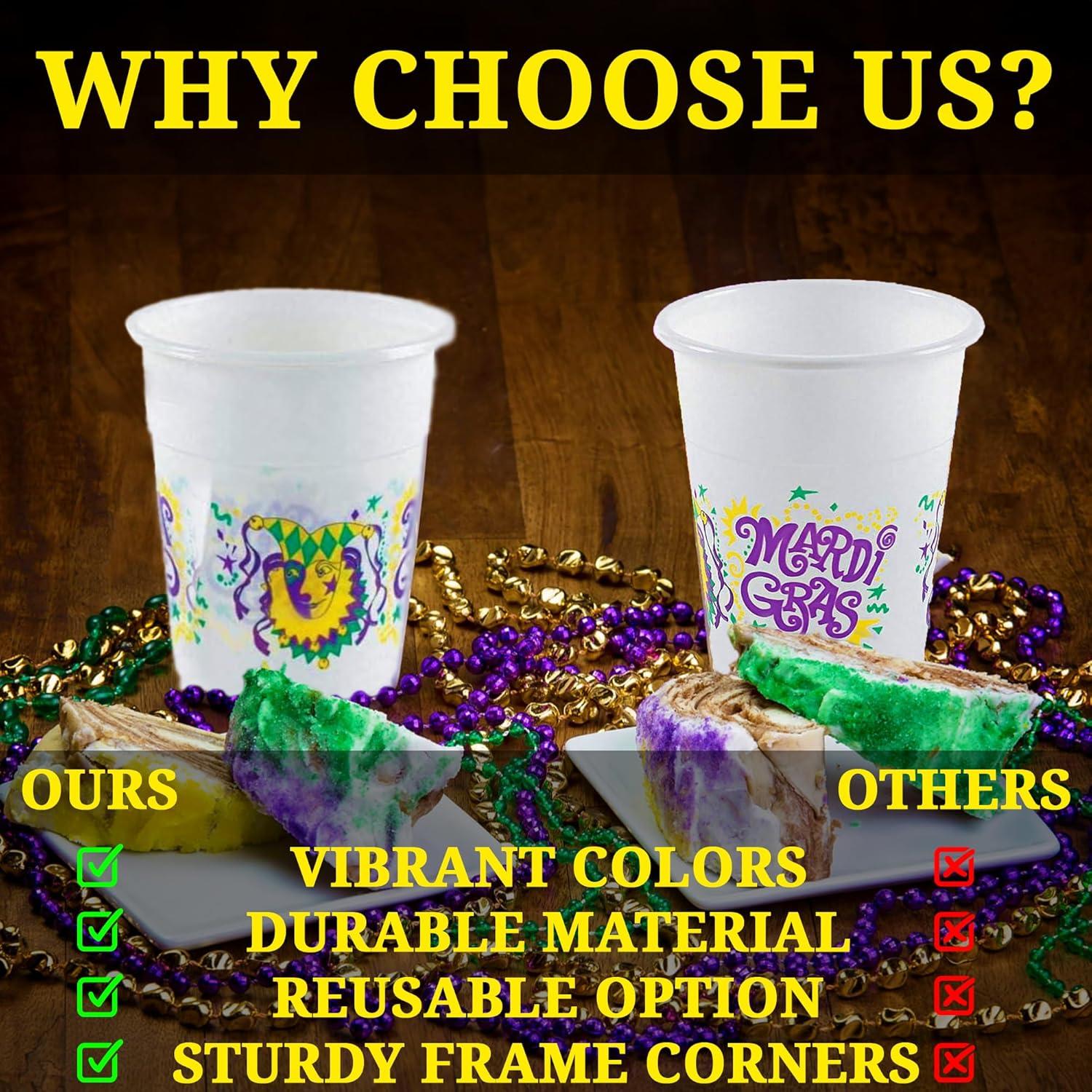 image:imageFun Express Mardi Gras Disposable Cups for Mardi Gras Party Supplies Drinkware 50 Pieces