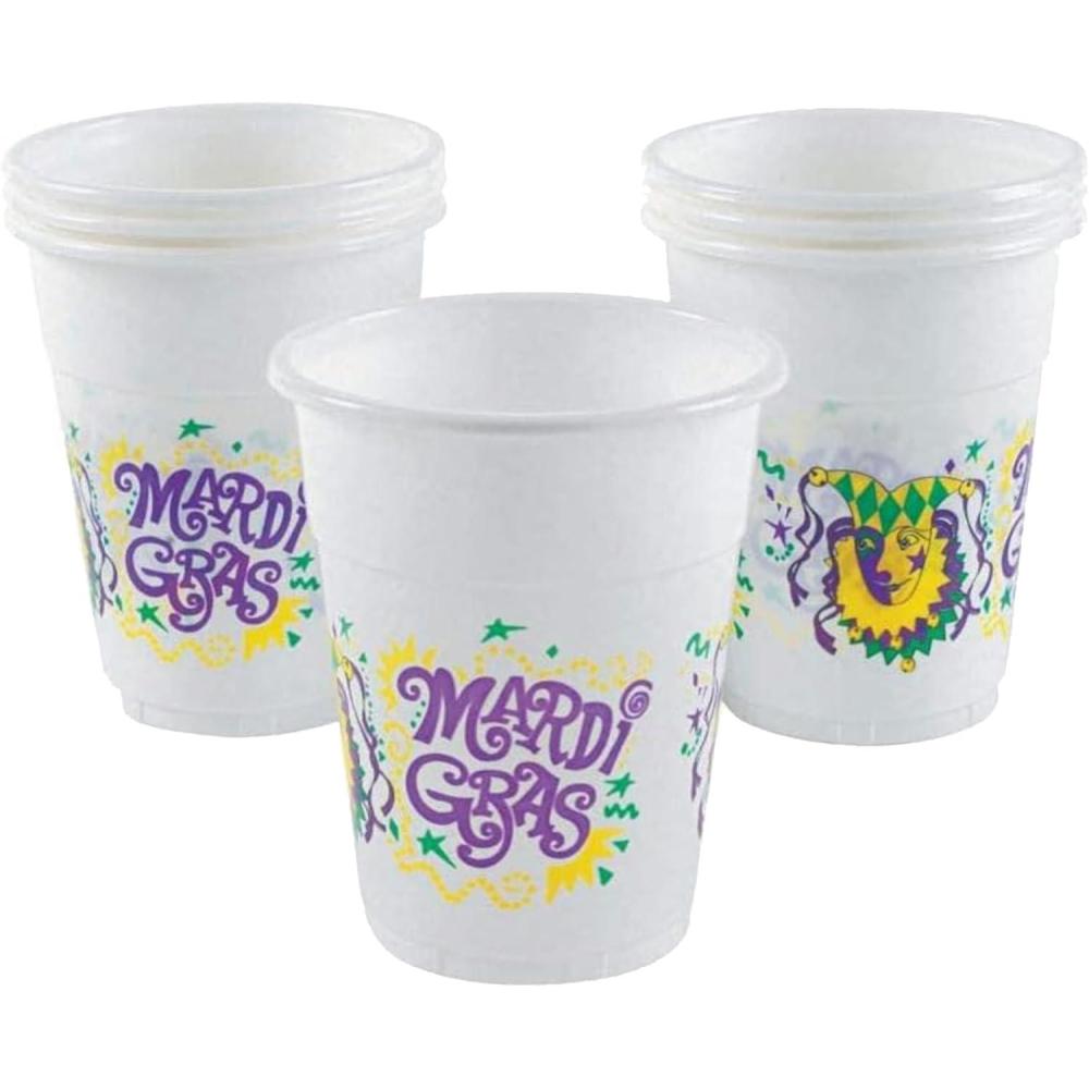 image:imageFun Express Mardi Gras Disposable Cups for Mardi Gras Party Supplies Drinkware 50 Pieces