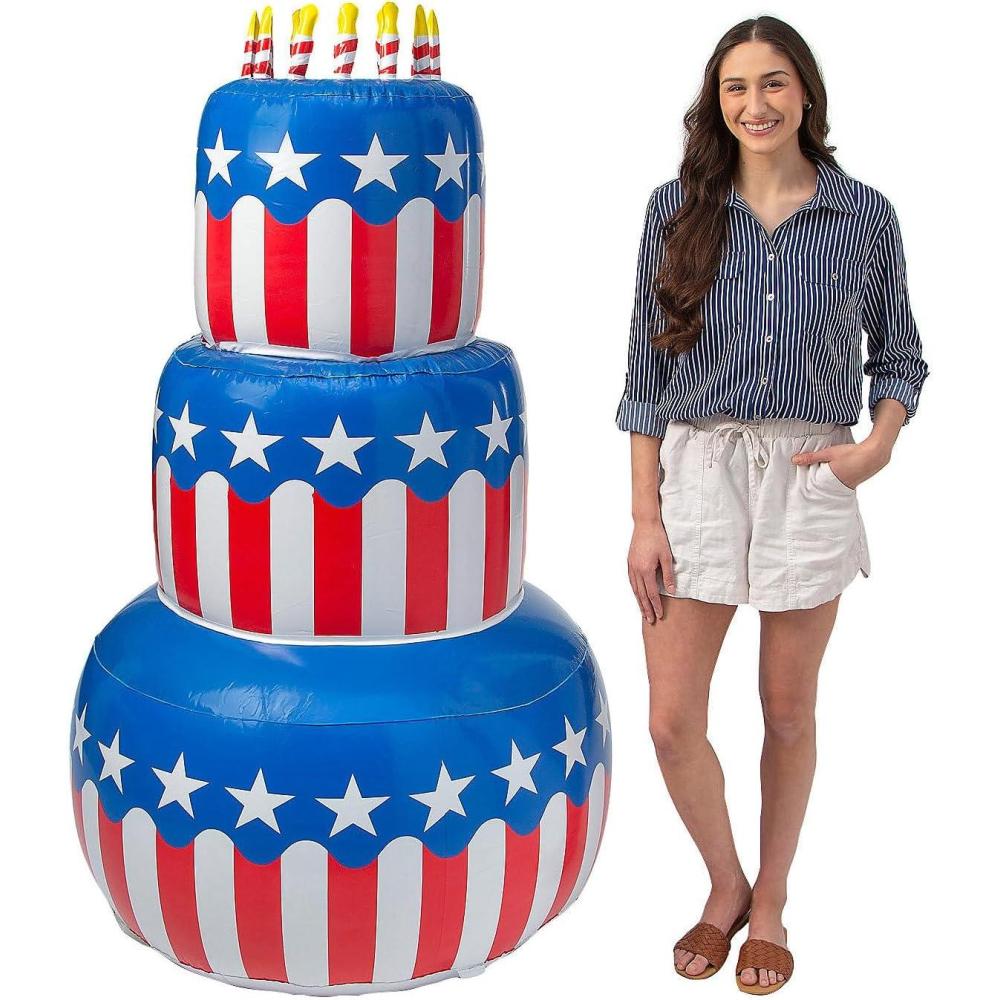 image:imageFun Express 37 x 6 ft Jumbo Inflatable Vinyl Patriotic USA Flag Cake