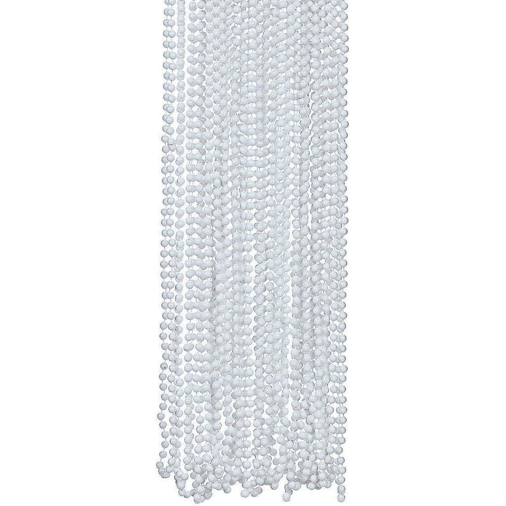 image:imageFun Express White Bead Necklaces 48 pack Bulk Mardi Gras and Party Supplies