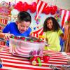 Fun Express 100 feet x 40 inch Red & White Striped Plastic Tablecloth Roll for Carnival, Patriotic, Party & Event Supplies – VBS Vacation Bible School Supplies/Decor