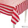 Fun Express 100 feet x 40 inch Red & White Striped Plastic Tablecloth Roll for Carnival, Patriotic, Party & Event Supplies – VBS Vacation Bible School Supplies/Decor