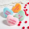 Fun Express 12 Pcs Plush Conversation Hearts – 4 inch – 4 Colors and Messages – Stuffed Valetines Day Toys