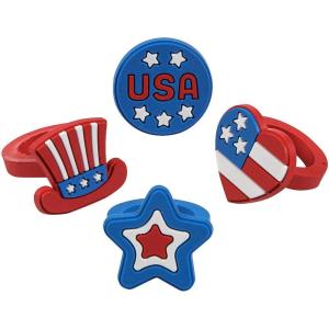 Fun Express 1″ Patriotic Red, White & Blue Rubber Rings Assortment – 24 Pieces