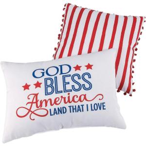Fun Express God Bless America Patriotic Pillow Set (Set of 2) Fourth of July Home Decor