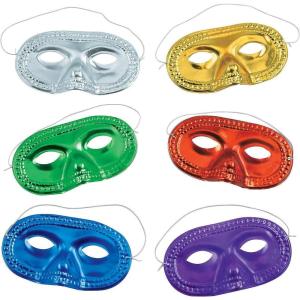 Fun Express Metallic Half-Masks (24 Pieces) – Masquerade Masks, Mardi Gras, Party Supplies