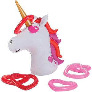Inflatable Valentine Unicorn Ring Toss Game – Rings Included – Valentine’s Day Games and Toys