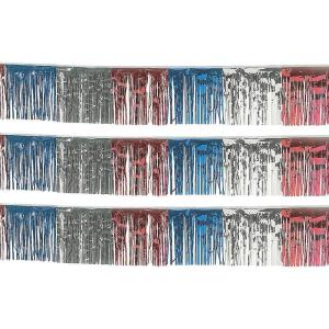 Red, White and Blue Patriotic Foil Fringe Banners 100 feet made of 10 Banners – Fourth of July Hanging Party Decor