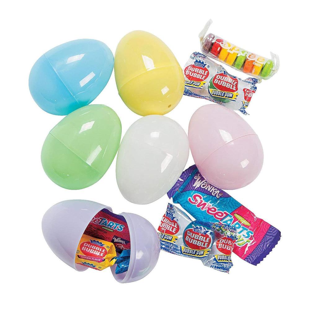 image:imageFun Express Candy Filled Easter Eggs Bulk 24 Pack  PreFilled Plastic Easter Eggs with Chocolate Candy Inside  Pastel Colors for Hunt Party Supplies amp Basket Stuffers for Kids