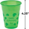 Fun Express 50 Pcs St. Patrick’s Day Plastic Cups, 16 oz, Green Shamrock Design, Disposable Cups for Party Supplies