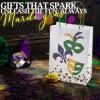 Fun Express Mardi Gras Gift Bags with Handle, Bulk Set of 12 – White – 9 inch x 6.5 inch x 3.25 inch – Party Supplies