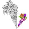 Fun Express 12″ Color Your Own Happy Mother’s Day Flower Bouquets – 12 Pieces – Great for School, Church and at Home Mother’s Day Crafts for Kids
