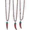 Fun Express Red Metallic Chili Pepper Beaded Necklace for Cinco de Mayo or – Mardi Gras – 30 in Neclace – 24 Pieces