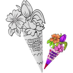 Fun Express 12″ Color Your Own Happy Mother’s Day Flower Bouquets – 12 Pieces – Great for School, Church and at Home Mother’s Day Crafts for Kids
