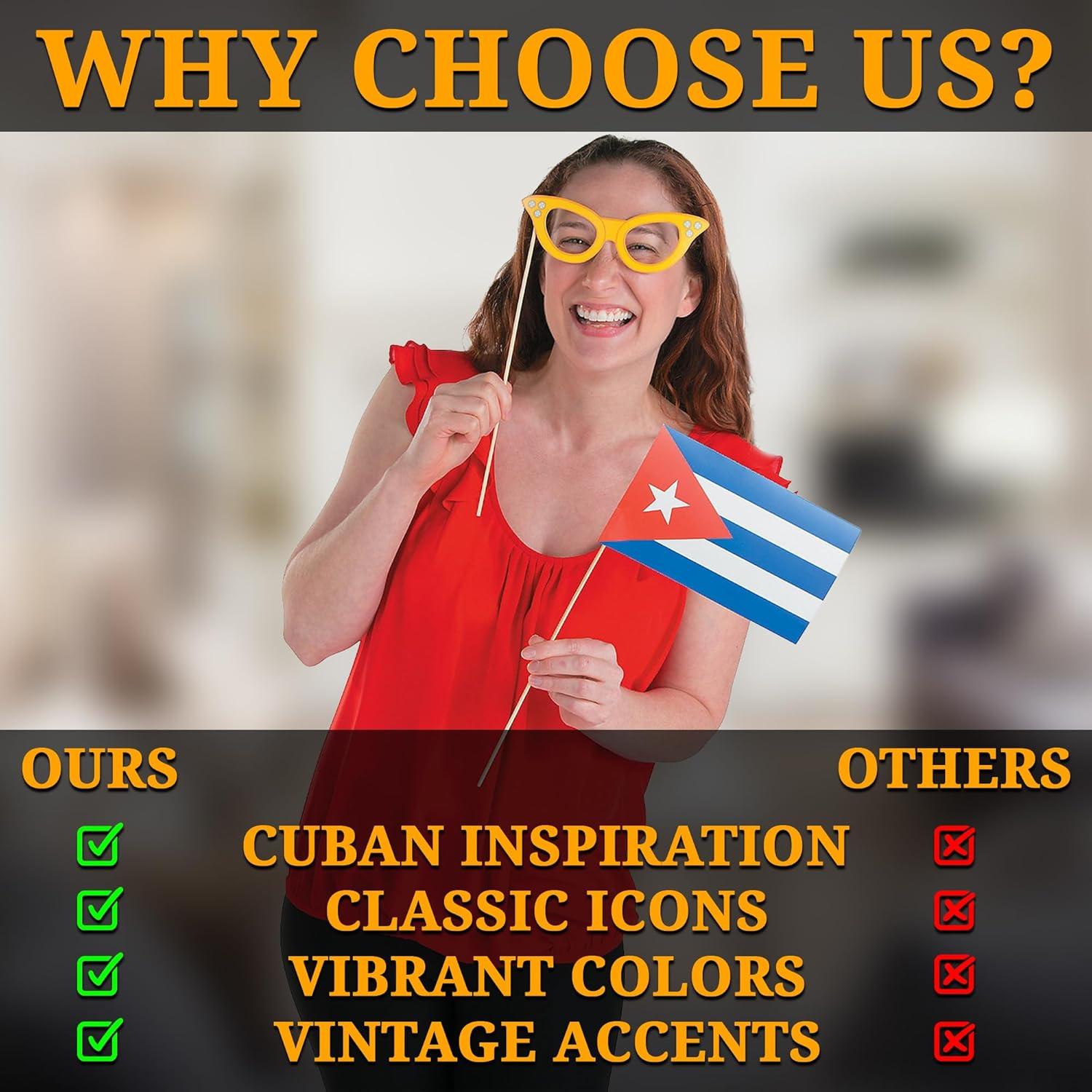 image:imageHavana Cuban Theme Party Photo Booth Props Set of 12 Havana Nights Party Supplies