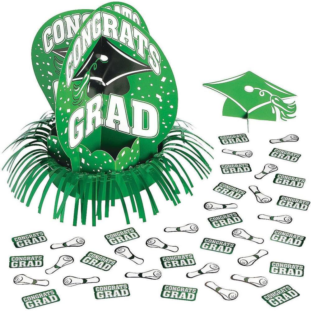 image:imageFun Express  Green Grad Table Dcor Kit 23pc for Graduation  Party Decor  General Decor  Centerpieces  Graduation  23 Pieces