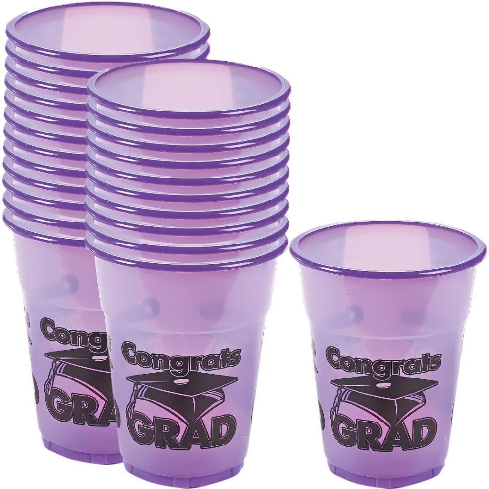 image:imageFun Express Purple Congrats Grad Disposable Cups 50 for Graduation Party Supplies Drinkware Disposable Cups Graduation 50 Pieces