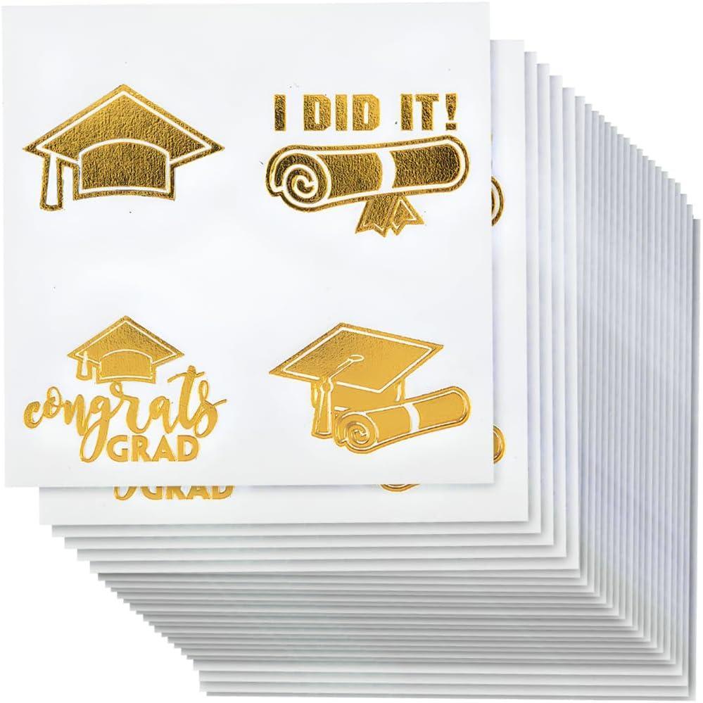 image:imageFun Express Bulk Graduation Gold Foil Paper Temporary Tattoos Congrats Graduation Party Favors for College Valentines Day Party Favors 72 Pieces