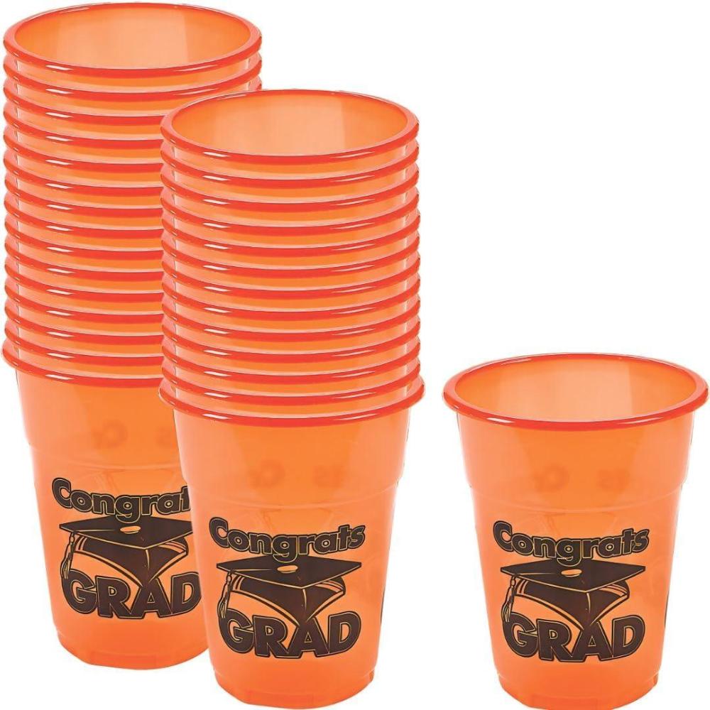 image:imageFun Express Orange Congrats Grad Disposable Cups Bulk set of 50 Each cup holds for Graduation Party Supplies