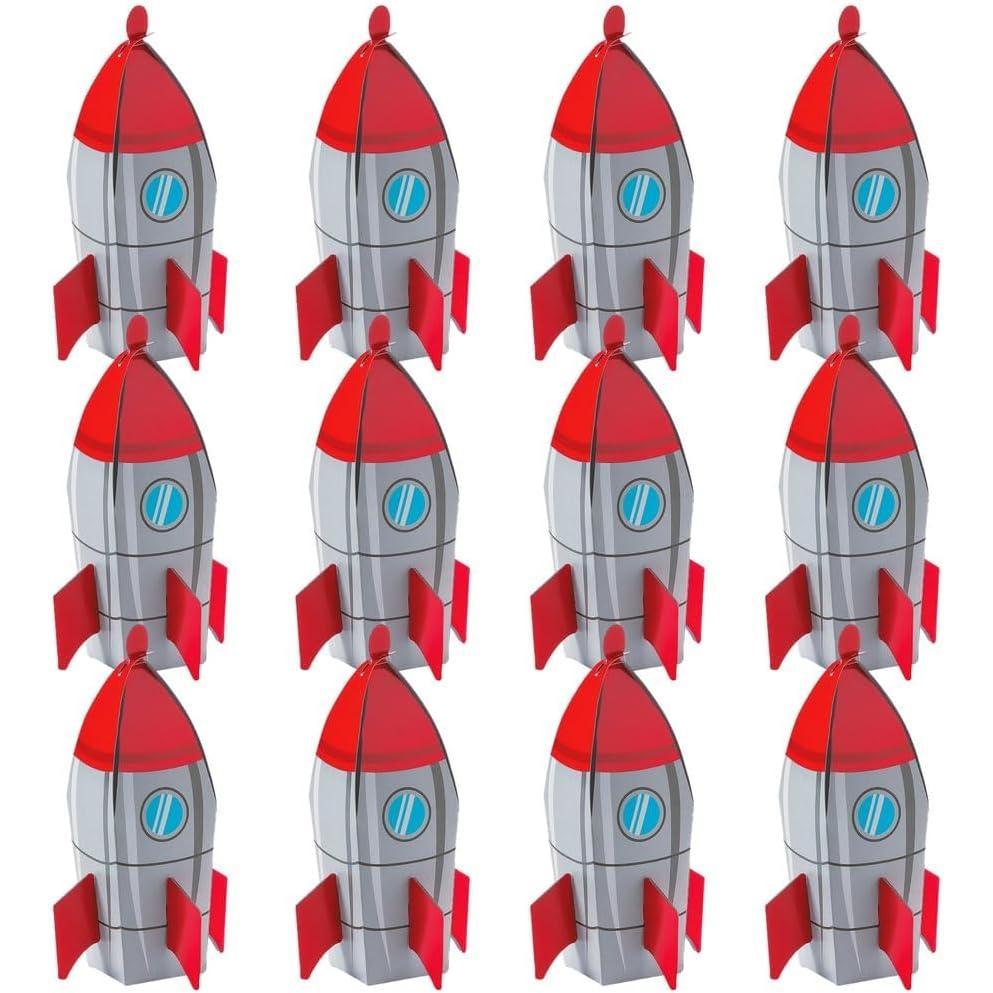 image:imageRocket Ship Space Party Favor Treat Boxes 12 Piece Pack Spaceship Birthday Party Supplies