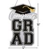 Fun Express Congrats Grad Foam Hanging Sign – 12″ x 18″ Black & Silver – Perfect Graduation Decoration for a Special Celebration